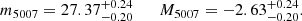 $$ \begin{aligned} m_{5007}=27.37^{+0.24}_{-0.20} \qquad M_{5007}=-2.63^{+0.24}_{-0.20}. \end{aligned} $$