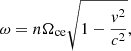 $$ \begin{aligned} \omega = n \Omega _\mathrm{ce} \sqrt{1-\frac{v^2}{c^2}}, \end{aligned} $$