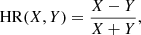 $$ \begin{aligned} \mathrm{HR}(X,Y) = \frac{X-Y}{X+Y}, \end{aligned} $$
