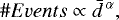 \begin{equation*}\# Events \propto \Bar{d}^{\,\alpha}, \end{equation*}