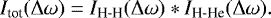 \begin{equation*} I_{\textrm{tot}}(\Delta \omega) = I_{\textrm{H-H}}(\Delta \omega) * I_{\textrm{H-He}}(\Delta \omega). \end{equation*}