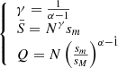 $$ \begin{aligned} {\left\{ \begin{array}{ll} \gamma =\frac{1}{\alpha -1}\\ \bar{S}=N^{\gamma }s_m\\ Q=N\left({\frac{s_m}{s_M}}\right)^{\alpha -1} \end{array}\right.}\!\!\!\!\!\!. \end{aligned} $$