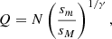 $$ \begin{aligned} Q=N\left({\frac{s_m}{s_M}}\right)^{1/\gamma }, \end{aligned} $$