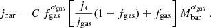 $$ \begin{aligned} j_{\rm bar} = C\ f_{\rm gas}^{\alpha _{\rm gas}} \left[\dfrac{j_{*}}{j_{\rm gas}}(1-f_{\rm gas}) + f_{\rm gas} \right] M_{\rm bar}^{\alpha _{\rm gas}}\ . \end{aligned} $$