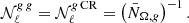 $$ \begin{aligned} \mathcal{N} ^{g\,g}_\ell&=\mathcal{N} ^{g\,\mathrm{CR}}_\ell =\left(\bar{N}_{\Omega ,{g}}\right)^{-1} . \end{aligned} $$
