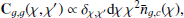 $$ \begin{aligned}&\mathsf \mathbf{C} _{{g},{ g}}(\chi ,\chi \prime )\propto \delta _{\chi ,\chi \prime }\mathrm{d} \chi \,\chi ^2\bar{n}_{{g,c}}(\chi ), \end{aligned} $$