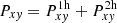 $ P_{x\mathit{y}}=P_{x\mathit{y}}^{1\mathrm{h}}+P_{x\mathit{y}}^{2\mathrm{h}} $