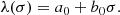 $$ \begin{aligned} \lambda (\sigma ) = a_0 + b_0 \sigma . \end{aligned} $$