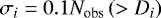 $\sigma_{i}=0.1 N_{\text{obs}}\left(>D_{i}\right)$