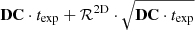$ \mathbf{DC}\cdot t_{\mathrm{exp}} + \mathcal{R}^{\mathrm{2D}}\cdot \sqrt{\mathbf{DC}\cdot t_{\mathrm{exp}}} $