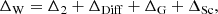 $$ \begin{aligned} \Delta _\mathrm{W} = \Delta _2 + \Delta _\mathrm{Diff} + \Delta _\mathrm{G} + \Delta _\mathrm{Sc} , \end{aligned} $$