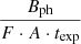 $ \frac{B_{\mathrm{ph}}}{F \cdot A \cdot t_{\mathrm{exp}}} $