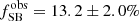 $ f_{\mathrm{SB}}^{\mathrm{obs}} = 13.2 \pm 2.0\% $