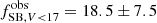 $ f_{\mathrm{SB},V < 17}^{\mathrm{obs}} = 18.5 \pm 7.5 $
