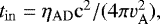 $t_{\mathrm{in}}=\eta_{\mathrm{AD}} \mathrm{c}^2/(4\pi v_{\mathrm{A}}^2),$