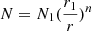 $ N=N_1(\frac{r_1}{r})^n $