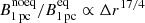 $ B^\mathrm{noeq}_{1\,{\rm pc}}/B^\mathrm{eq}_{1\,{\rm pc}} \propto \Delta r^{17/4} $