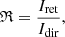 $$ \begin{aligned} \mathfrak{R} = \frac{I_{\rm ret}}{I_{\rm dir}}, \end{aligned} $$