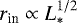 $r_{\textrm{in}} \propto L_{*}^{1/2}$