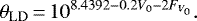 \begin{equation*}\theta_{\mathrm{LD}}\,{=}\,10^{8.4392-0.2 V_0 - 2 F_{V _0}}. \end{equation*}