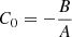 Mathematical equation: $ C_0=-\frac{B}{A} $