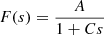 Mathematical equation: $ F(s) = \frac{A}{1 + C s} $