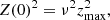 Mathematical equation: $$ \begin{aligned} Z(0)^2= \nu ^2 z_{\rm max}^2, \end{aligned} $$