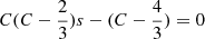 Mathematical equation: $ C(C-\frac23)s-(C-\frac43) = 0 $