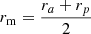Mathematical equation: $ r_{\mathrm{m}}=\frac{r_a+r_p}{2} $