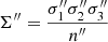 Mathematical equation: $ \Sigma^{\prime\prime}=\frac{{\sigma_1^{\prime\prime}} {\sigma_2^{\prime\prime}} {\sigma_3^{\prime\prime}}}{n^{\prime\prime}} $