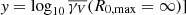 $ \mathit{y}=\log _{10}\overline{\gamma _V}(R_{0,\mathrm{max}}=\infty)] $