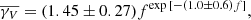 $$ \begin{aligned} \overline{\gamma _V}=(1.45\pm 0.27)f^{\exp {[-(1.0\pm 0.6)f}]}, \end{aligned} $$