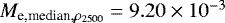 $M_{\textrm{e,median}, \rho_{2500}} = 9.20 \times 10^{-3}$