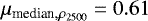 $\mu_{\textrm{median}, \rho_{2500}} = 0.61$