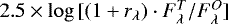 $2.5\times\log{[(1 &#x002B; r_{\lambda}) \cdot F^T_{\lambda} / F^O_{\lambda} ]}$