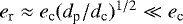 $e_{\textrm{r}}\approx e_{\textrm{c}}(d_{\textrm{p}}/d_{\textrm{c}})^{1/2}\ll e_{\textrm{c}}$