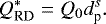 \begin{equation*}Q^*_{\textrm{RD}} = Q_0 d_{\textrm{p}}^s. \end{equation*}