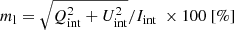 Mathematical equation: $$ \begin{aligned} m_{\mathrm{l}}&= \sqrt{ Q_{\mathrm{int}}^{2} + U_{\mathrm{int}}^{2} }/ I_{\mathrm{int}} ~ \times 100 ~ [\%] \end{aligned} $$
