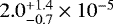 Mathematical equation: $2.0_{-0.7}^{+1.4} \times 10^{-5}$