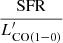 Mathematical equation: $ \frac{\mathrm{SFR}}{L^\prime_{\mathrm{CO(1{-}0)}}} $