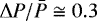Mathematical equation: $\Delta P/ \bar{P} \cong 0.3$