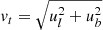 Mathematical equation: $ \mathit{v}_{t}=\sqrt{u_{l}^{2}+u_{b}^{2}} $