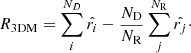 Mathematical equation: $$ \begin{aligned} R_{\rm 3DM}= \sum _{i}^{N_D} \hat{r_i}-\frac{N_{\rm D}}{N_{\rm R}}\sum _{j}^{N_{\rm R}}\hat{r_j}\cdot \end{aligned} $$