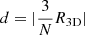 Mathematical equation: $ d=|\frac{3}{N}R_{\mathrm{3D}}| $