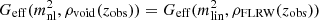 Mathematical equation: $ G_{\rm eff}(m_{\rm nl}^2, \rho_{\rm void}(z_{\rm obs})) = G_{\rm eff}(m_{\rm lin}^2, \rho_{\rm FLRW}(z_{\rm obs})) $
