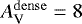 Mathematical equation: $A_{\textrm{V}}^{\mathrm{dense}} = 8$