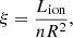 Mathematical equation: $$ \begin{aligned} \xi = \frac{L_{\rm ion}}{nR^2}, \end{aligned} $$