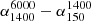 Mathematical equation: $ \alpha^{6000}_{1400} - \alpha^{1400}_{150} $