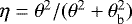 Mathematical equation: $\eta = \theta^2/(\theta^2+\theta_{\textrm{b}}^2)$