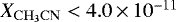 Mathematical equation: $X_{\mathrm{CH_3CN}}<4.0\,{\times}\,10^{-11}$